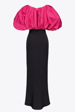 Robes|PINKO Robe En Taffetas Galleria Noir/Fuchsia