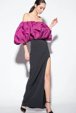 Robes|PINKO Robe En Taffetas Galleria Noir/Violet