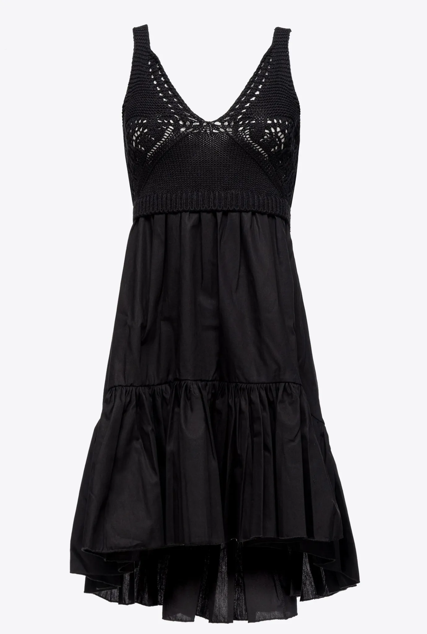 Robes|PINKO Robe En Tricot Et Popeline Noir Limousine