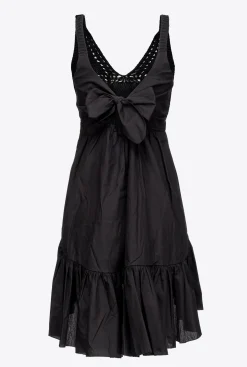 Robes|PINKO Robe En Tricot Et Popeline Noir Limousine