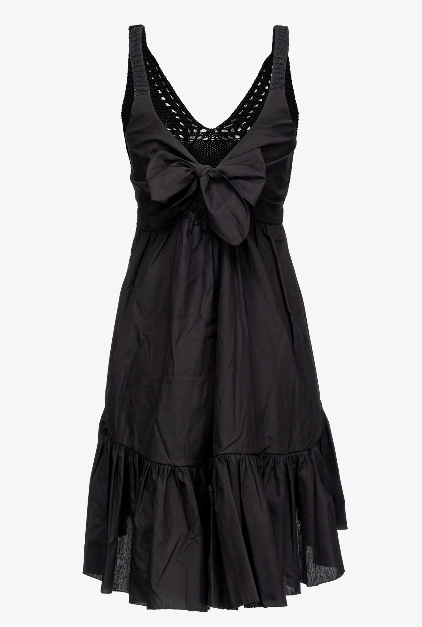 Robes|PINKO Robe En Tricot Et Popeline Noir Limousine