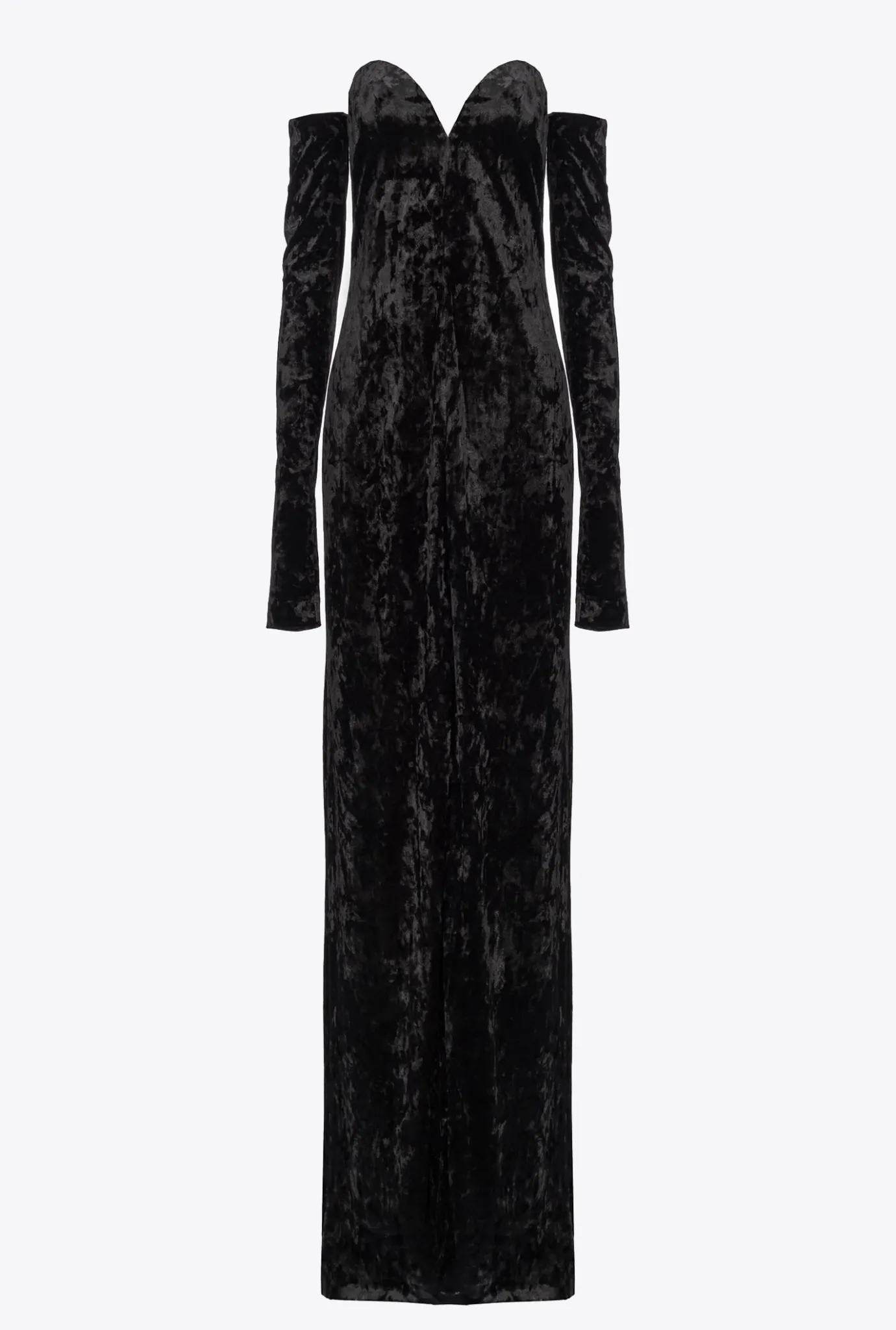 Robes|PINKO Robe En Velours A Epaules Denudees Noir Limousine