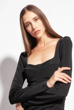Robes|PINKO Robe Fluide En Neoprene Noir Limousine