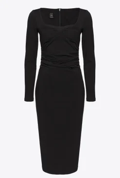 Robes|PINKO Robe Fluide En Neoprene Noir Limousine