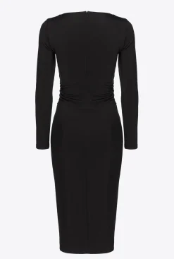 Robes|PINKO Robe Fluide En Neoprene Noir Limousine