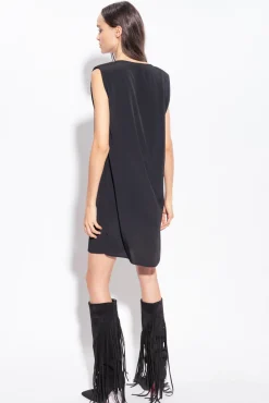 Robes|PINKO Robe Fourreau Ceinturee Noir Limousine