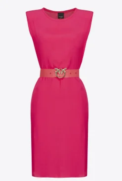 Robes|PINKO Robe Fourreau Ceinturee Fuchsia Cosy