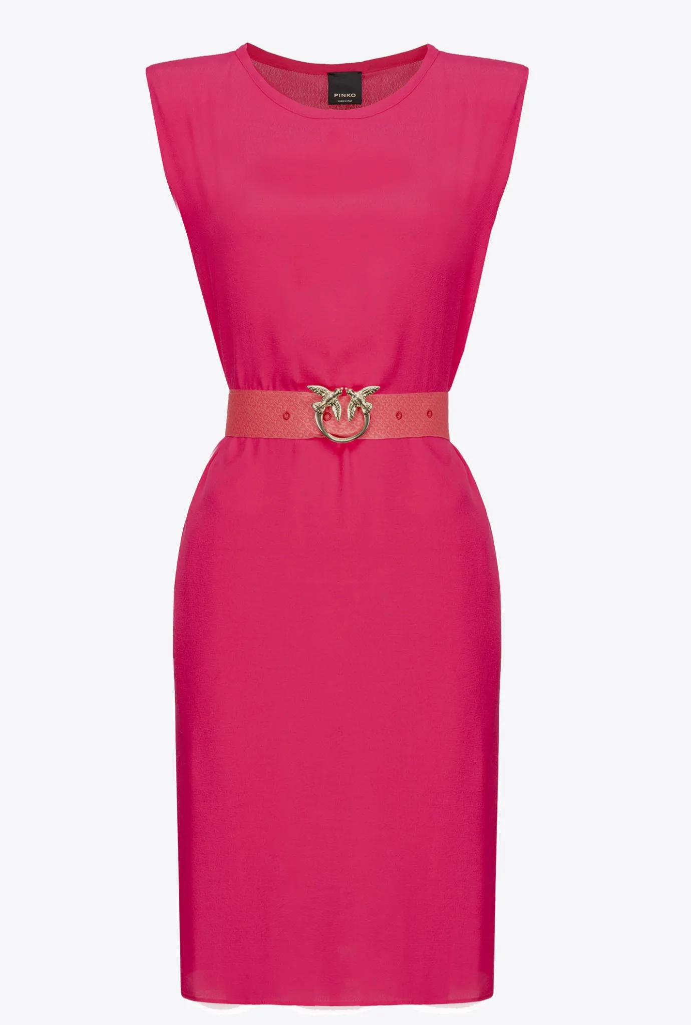 Robes|PINKO Robe Fourreau Ceinturee Fuchsia Cosy