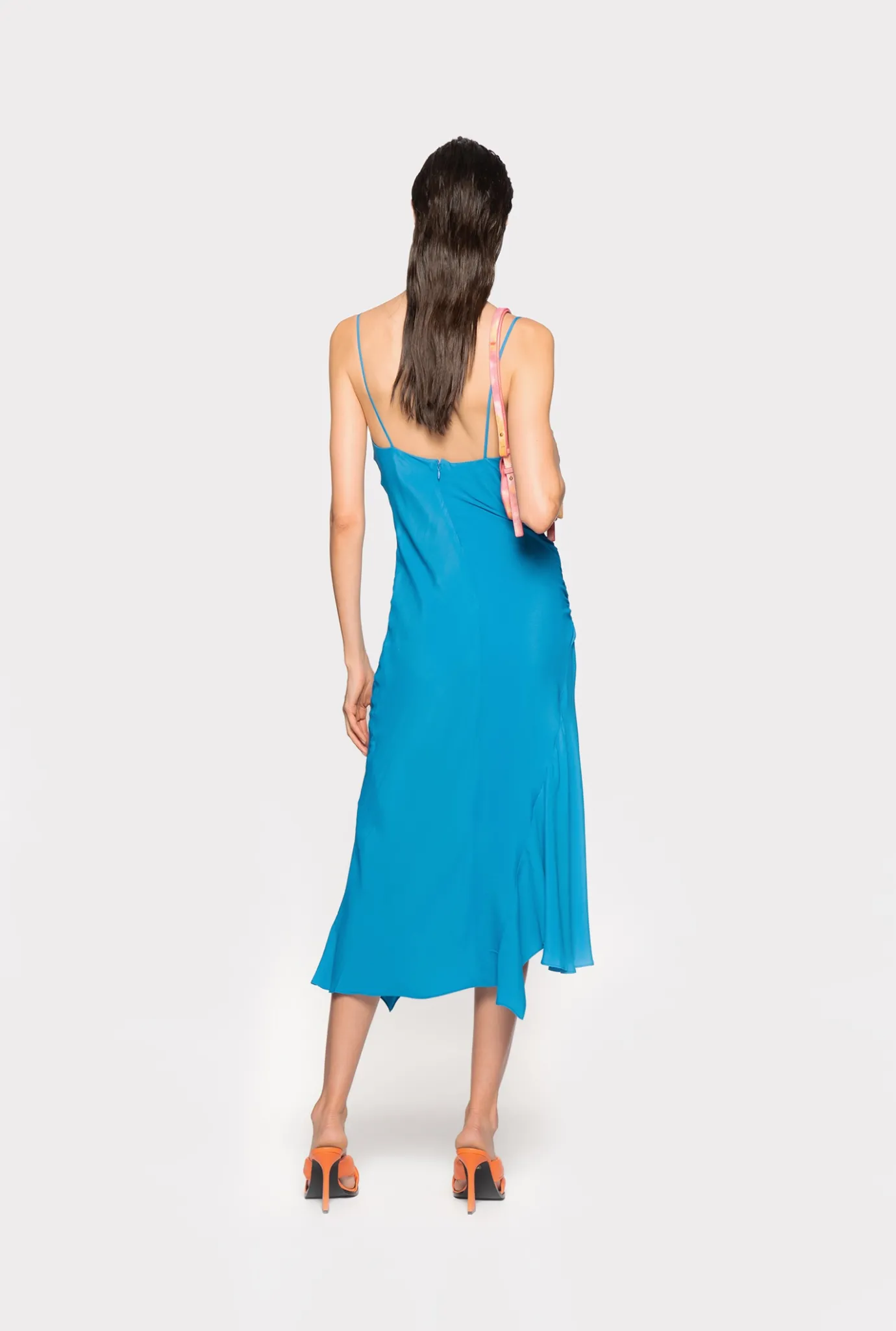 Robes|PINKO Robe Lingerie En Soie Melangee Bleu Directoire
