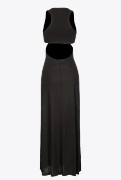 Robes|PINKO Robe Longue A Decoupes Noir Limousine