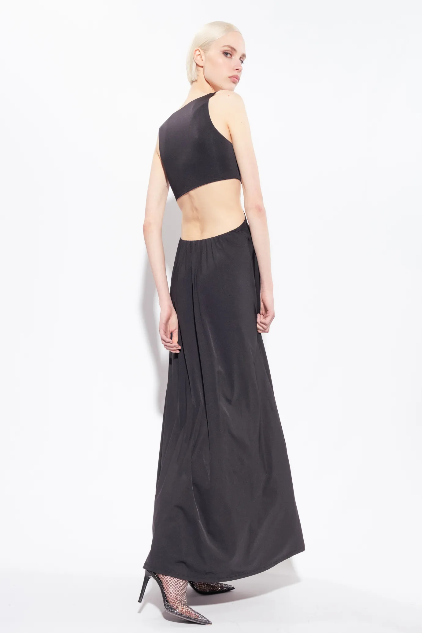 Robes|PINKO Robe Longue A Detail Metallique Noir Limousine
