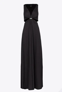 Robes|PINKO Robe Longue A Detail Metallique Noir Limousine