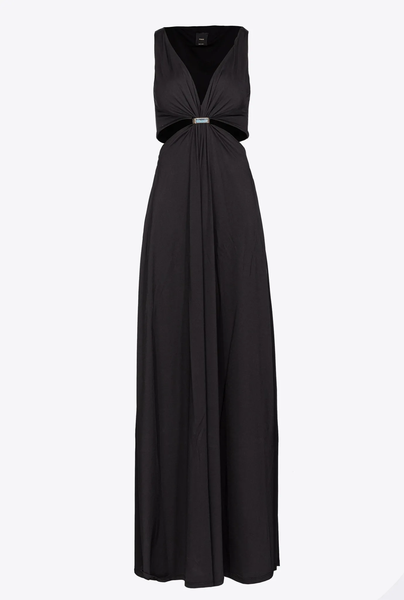 Robes|PINKO Robe Longue A Detail Metallique Noir Limousine