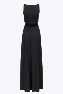 Robes|PINKO Robe Longue A Detail Metallique Noir Limousine