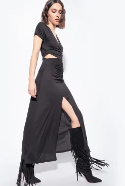 Robes|PINKO Robe Longue A Hanches Nues Noir Limousine