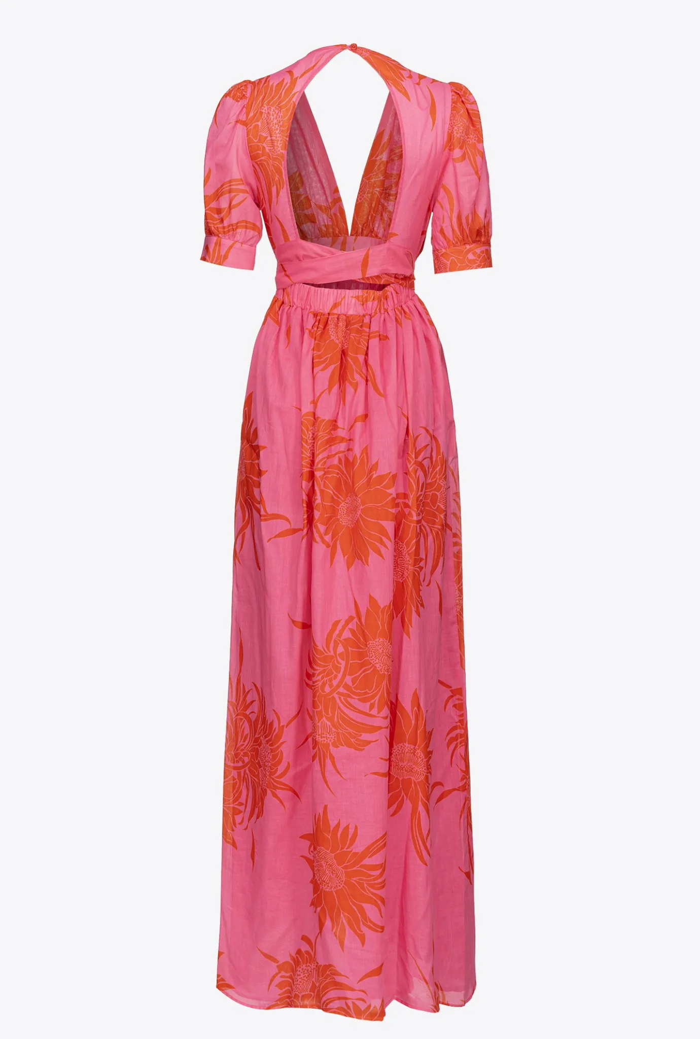 Robes|PINKO Robe Longue A Imprime Grande Fleur Rose/Rouge