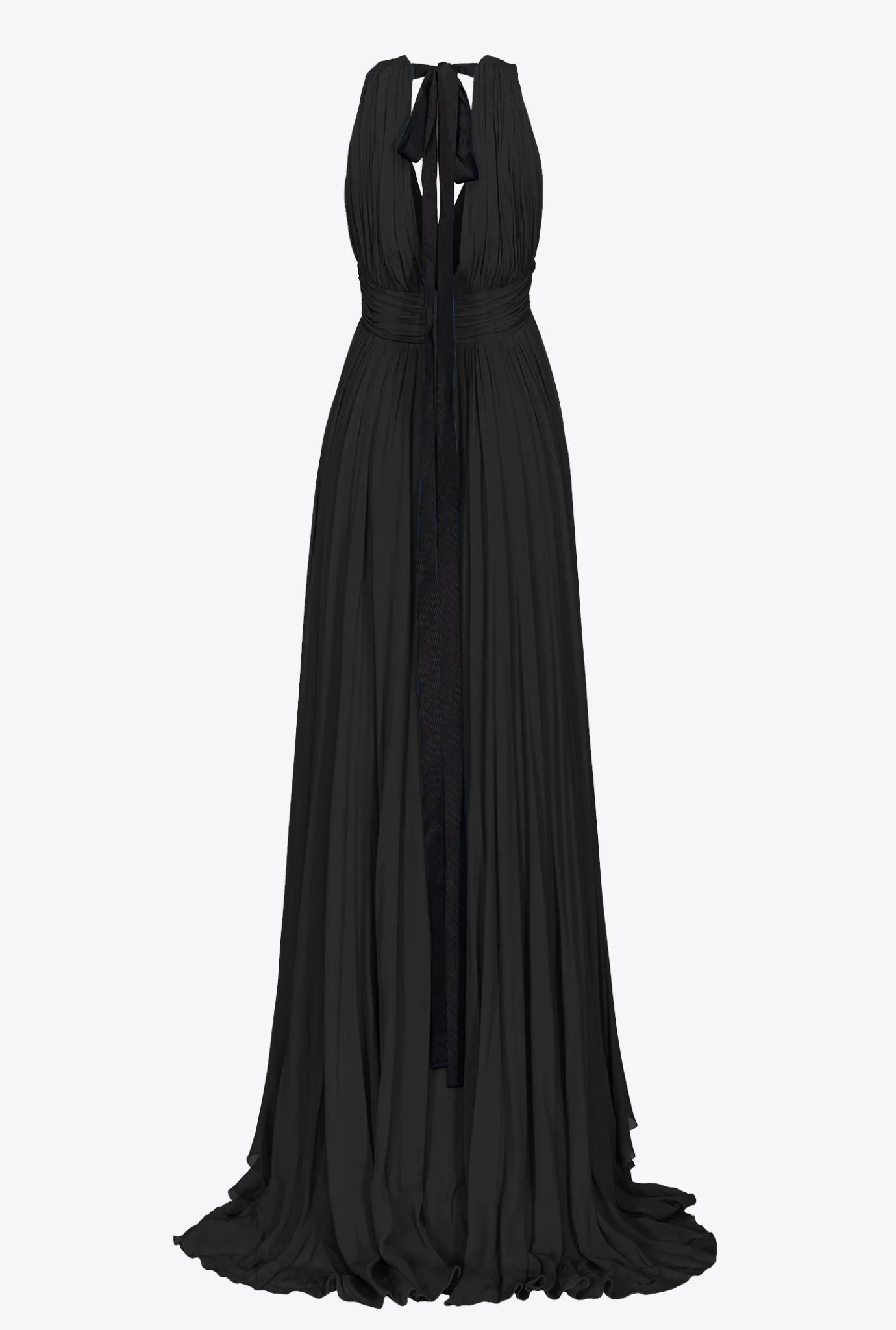Robes|PINKO Robe Longue A Volants Noir Limousine