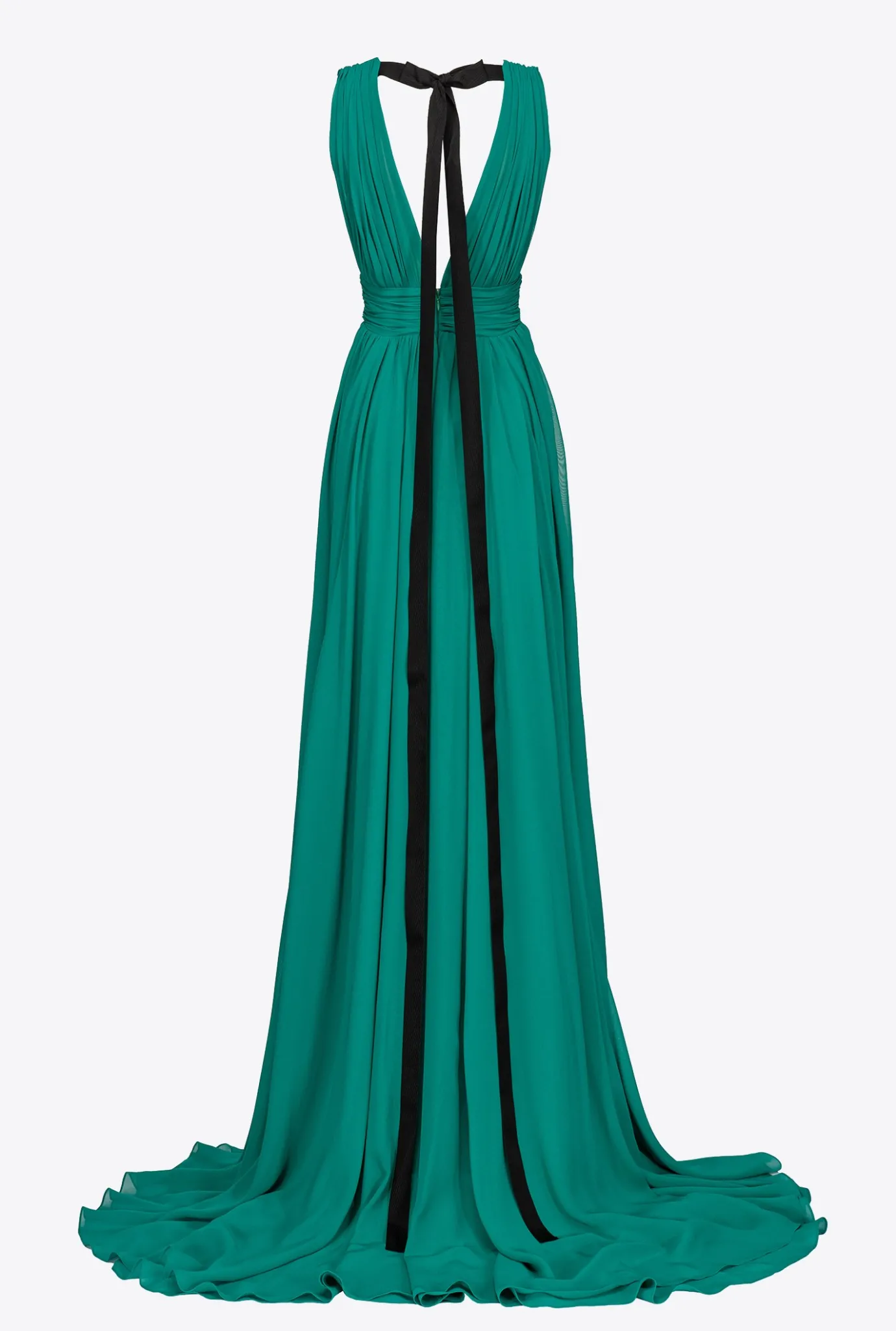 Robes|PINKO Robe Longue A Volants Bonbon Gomme