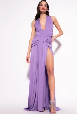 Robes|PINKO Robe Longue Croisee Et Drapee Bougainvilliers