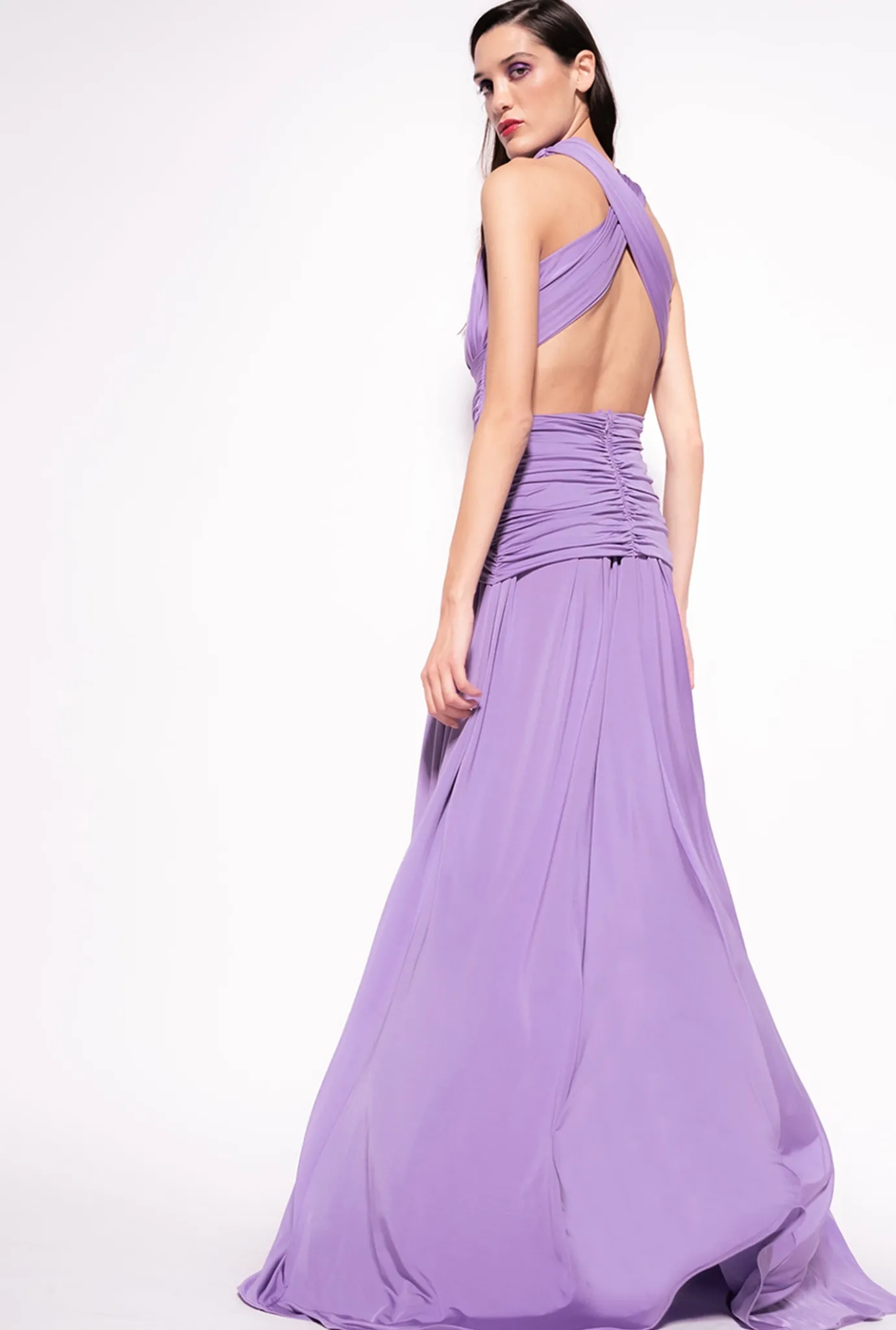 Robes|PINKO Robe Longue Croisee Et Drapee Bougainvilliers