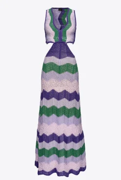 Robes|PINKO Robe Longue En Crochet Multi. Vert/Lilas