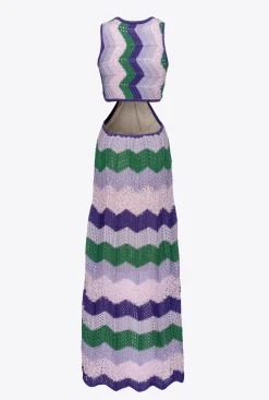 Robes|PINKO Robe Longue En Crochet Multi. Vert/Lilas