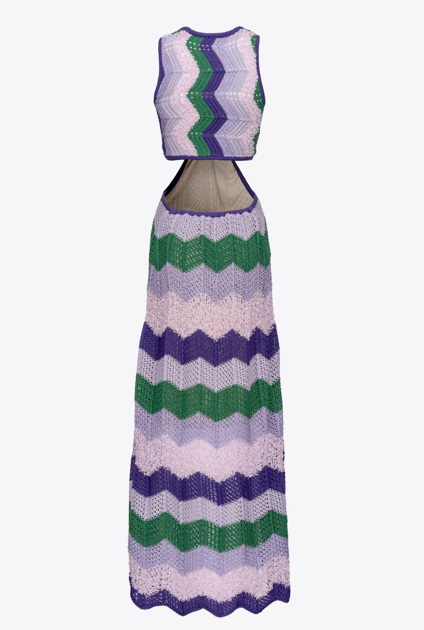 Robes|PINKO Robe Longue En Crochet Multi. Vert/Lilas