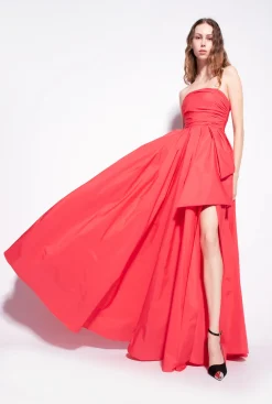 Robes|PINKO Robe Longue En Taffetas Rose Azalee