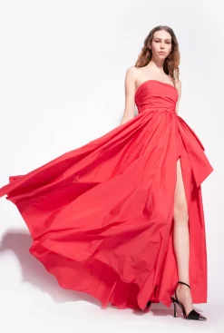 Robes|PINKO Robe Longue En Taffetas Rose Azalee