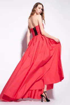 Robes|PINKO Robe Longue En Taffetas Rose Azalee