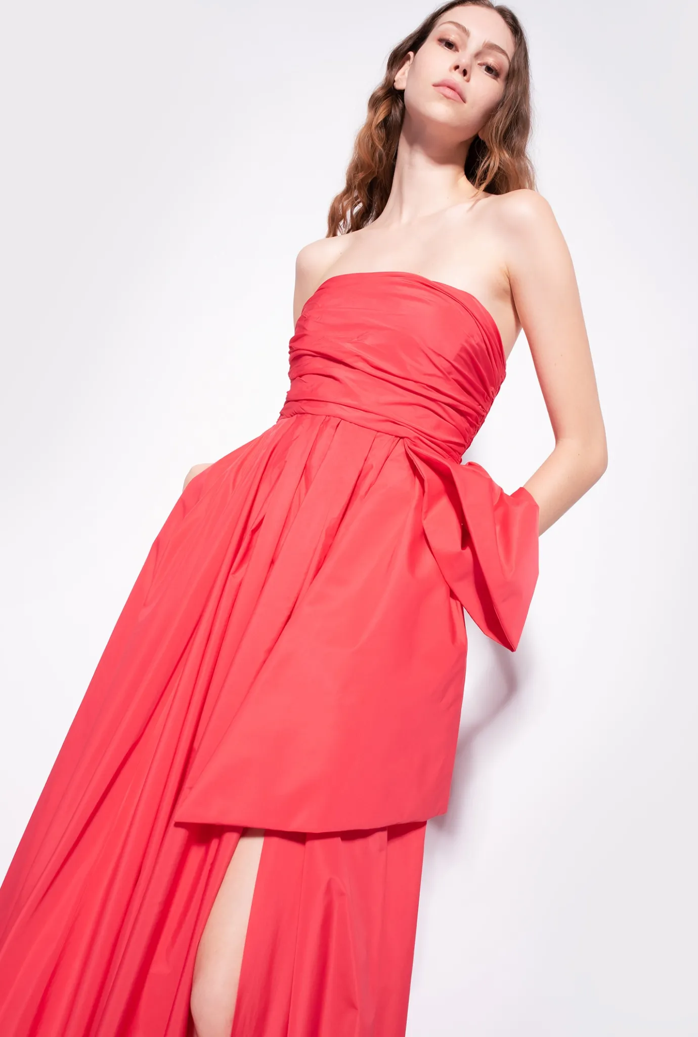 Robes|PINKO Robe Longue En Taffetas Rose Azalee