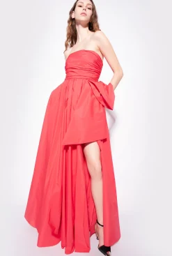Robes|PINKO Robe Longue En Taffetas Rose Azalee