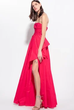 Robes|PINKO Robe Longue En Taffetas Rose Framboise