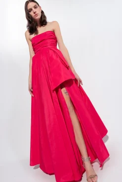 Robes|PINKO Robe Longue En Taffetas Rose Framboise