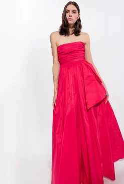 Robes|PINKO Robe Longue En Taffetas Rose Framboise