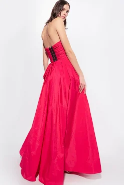 Robes|PINKO Robe Longue En Taffetas Rose Framboise