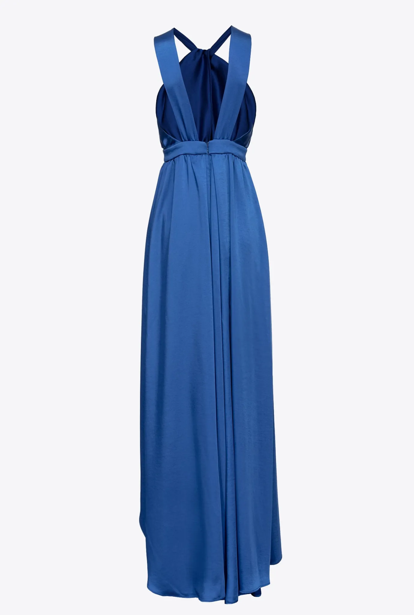 Robes|PINKO Robe Longue Fendue En Satin Bleu Surf Sur Le Web