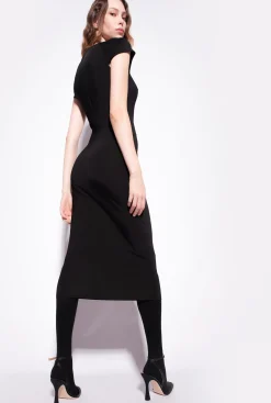 Robes|PINKO Robe Longue Moulante Unie Noir Limousine