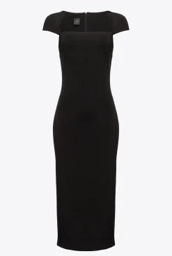 Robes|PINKO Robe Longue Moulante Unie Noir Limousine