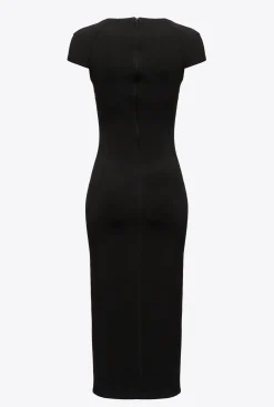 Robes|PINKO Robe Longue Moulante Unie Noir Limousine