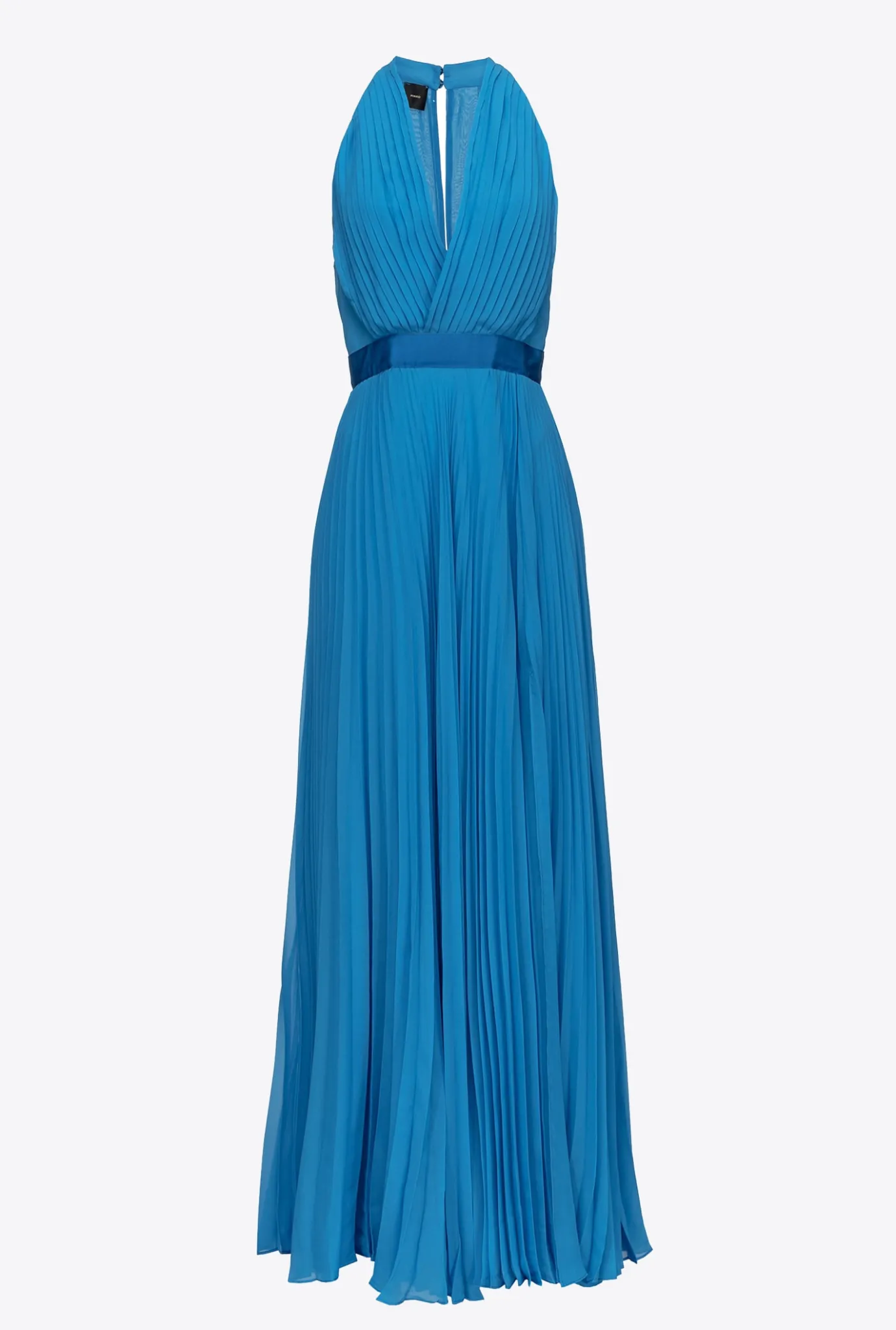 Robes|PINKO Robe Longue Plissee En Mousseline Bleu Directoire