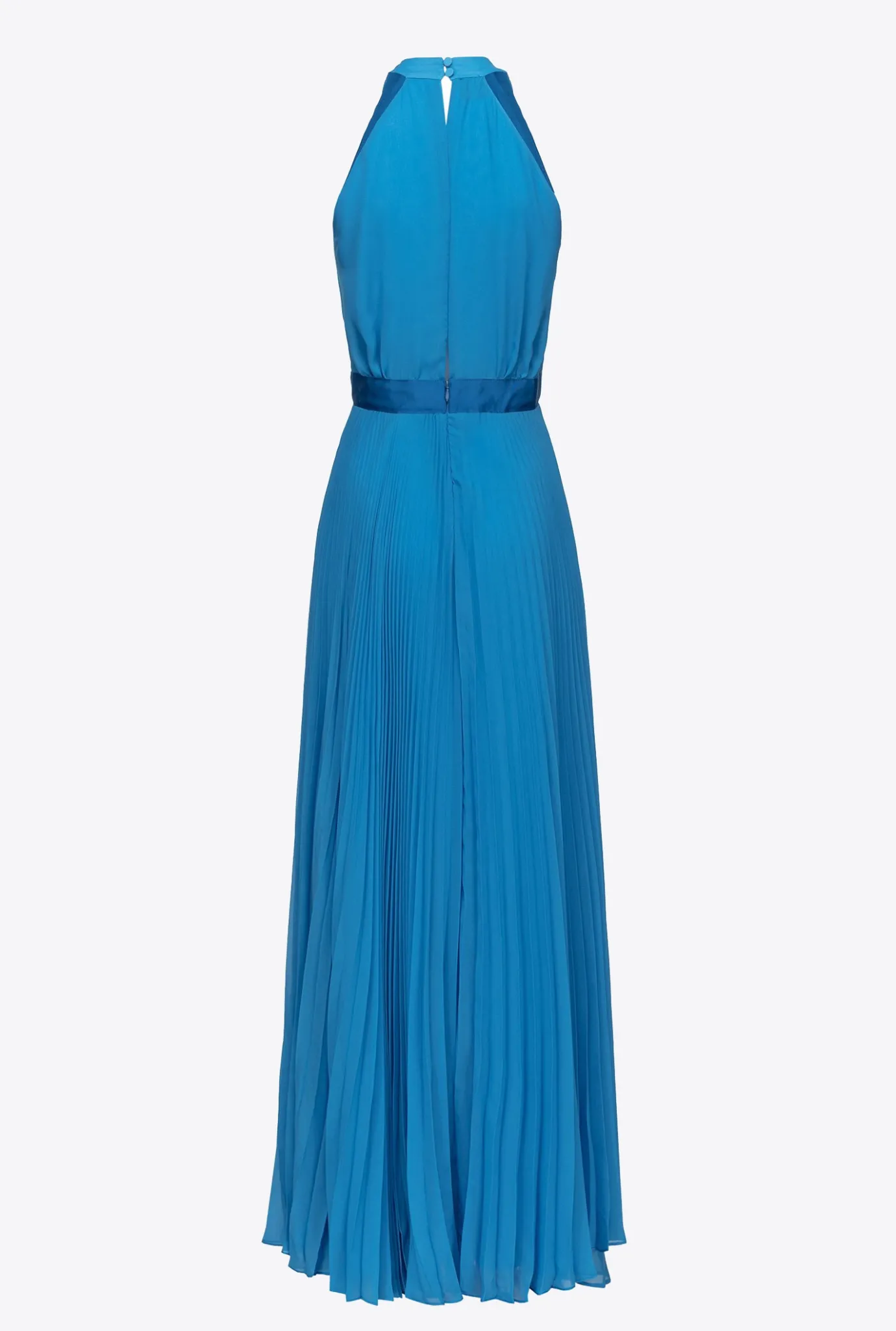 Robes|PINKO Robe Longue Plissee En Mousseline Bleu Directoire