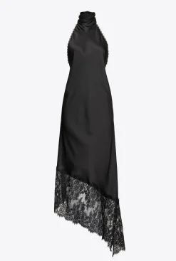 Robes|PINKO Robe Midi Dos Nu En Dentelle Noir Limousine