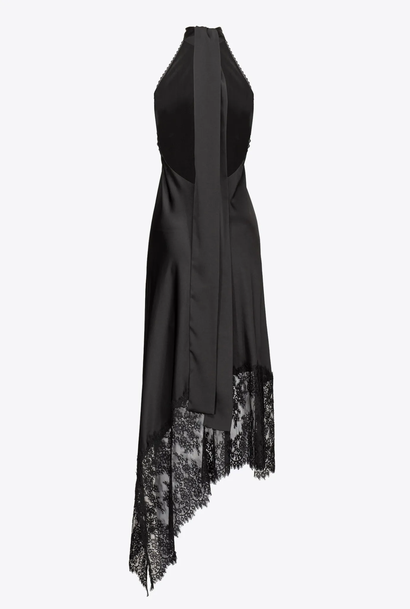 Robes|PINKO Robe Midi Dos Nu En Dentelle Noir Limousine