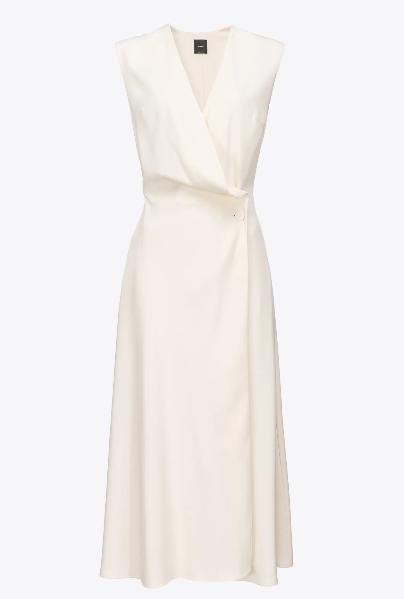 Robes|PINKO Robe Midi En Crepe Stretch Rose Fume Blanc