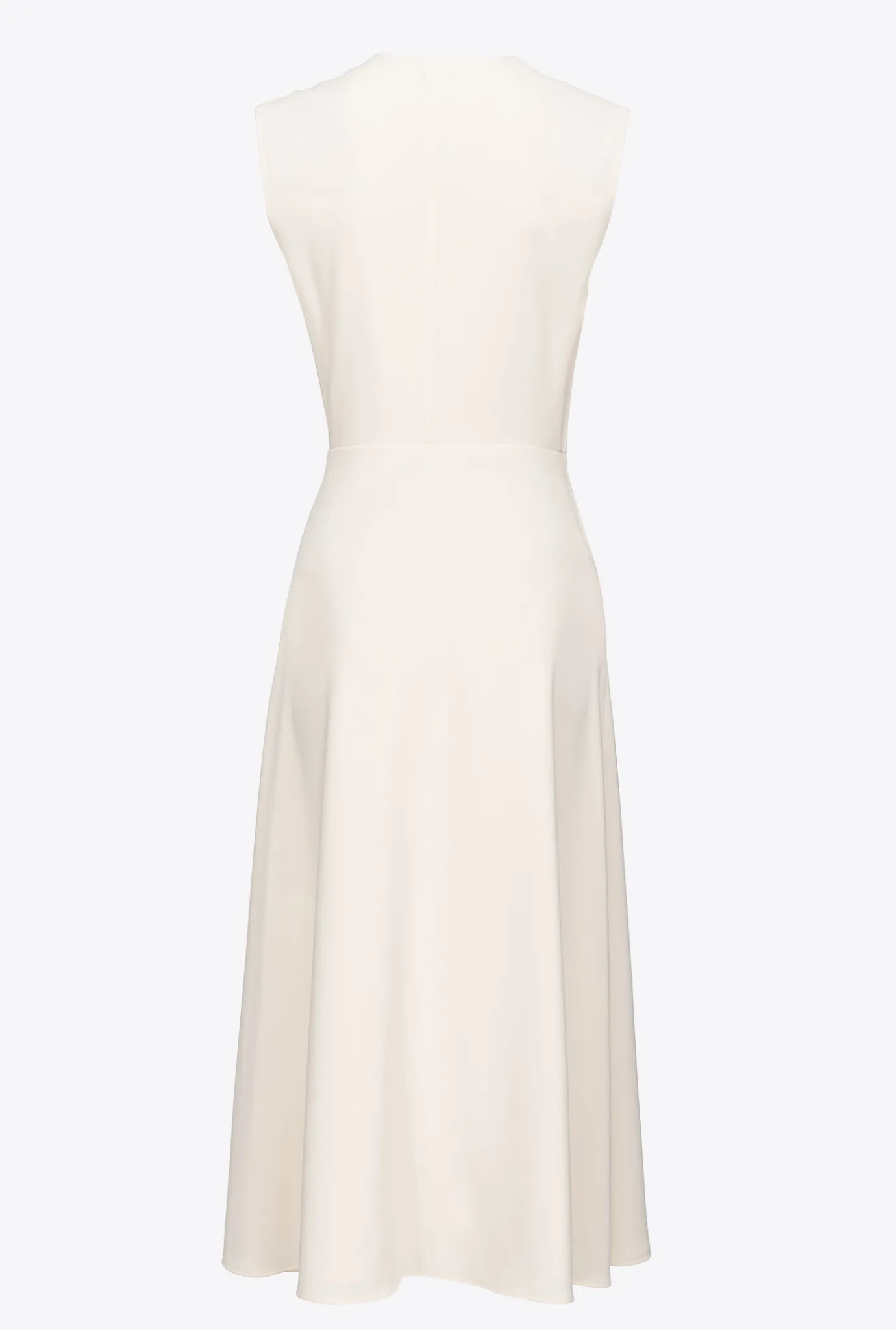 Robes|PINKO Robe Midi En Crepe Stretch Rose Fume Blanc