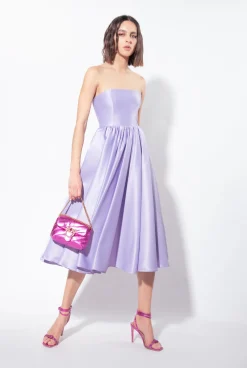 Robes|PINKO Robe Midi En Satin Duchesse Lilas - Sorbet Fonce