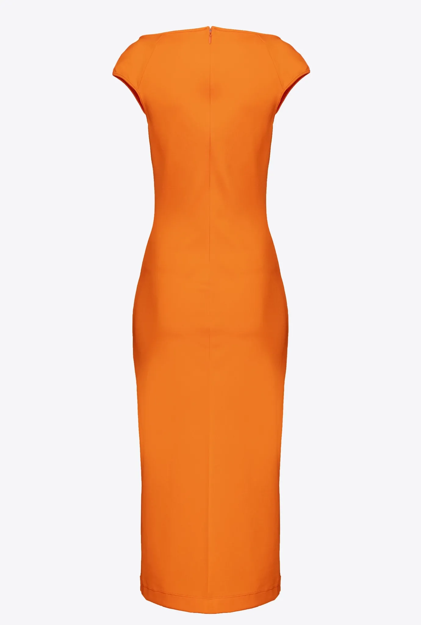 Robes|PINKO Robe Midi En Tissu Technique Orange Vibrant
