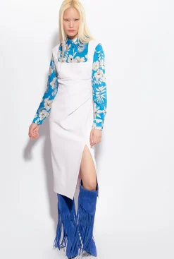 Tailleurs Et Ensembles|PINKO Robe Midi Fendue Rose Nuage