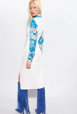 Tailleurs Et Ensembles|PINKO Robe Midi Fendue Rose Nuage